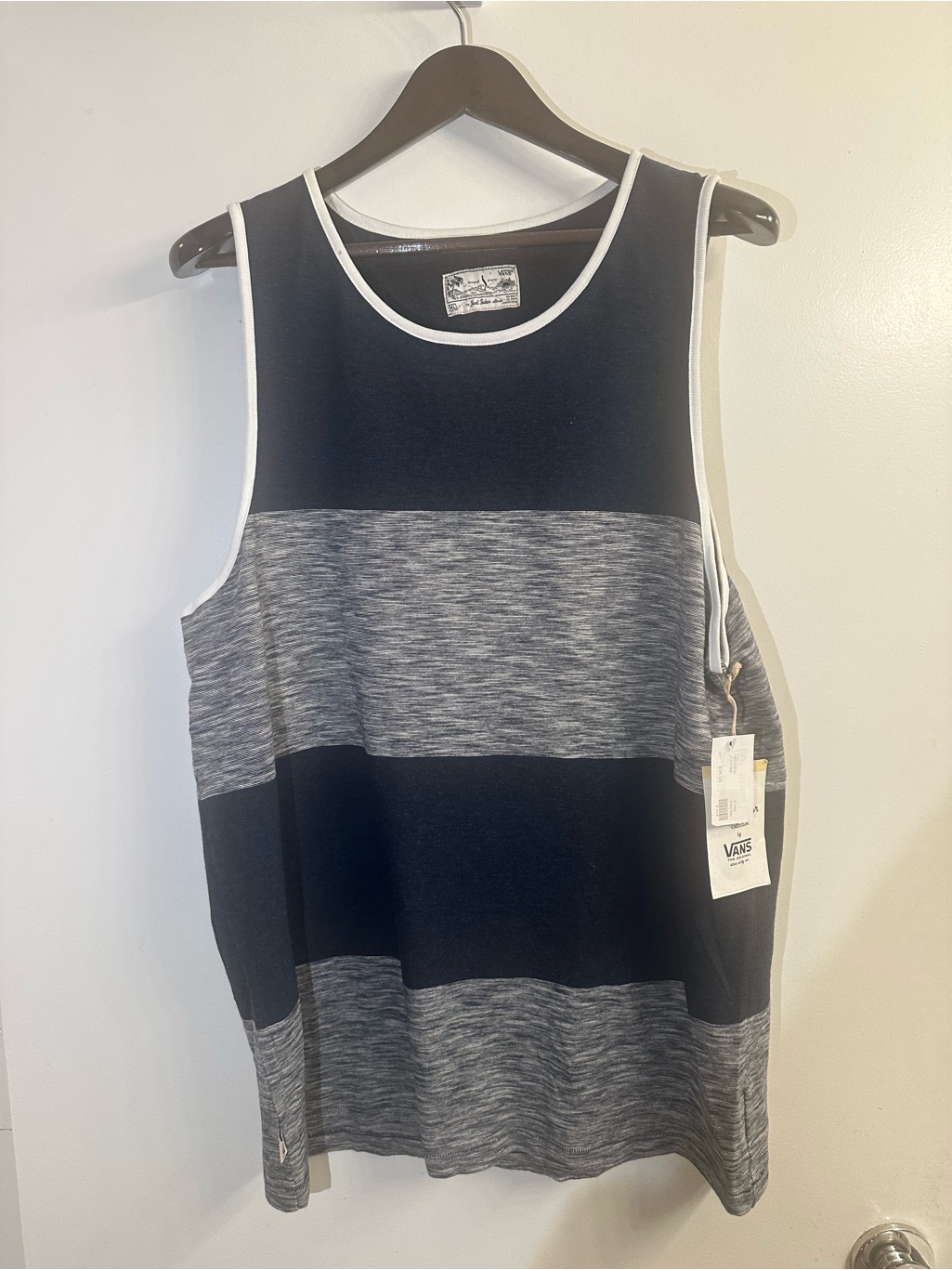 Vans Black And Heather Gray Striped Tee With Tag